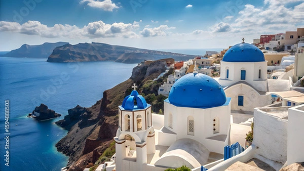 Fototapeta santorini architecture panoramic view