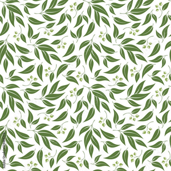 Fototapeta Seamless green leaf pattern.