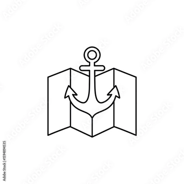 Fototapeta Illustration of a map navigation with anchor