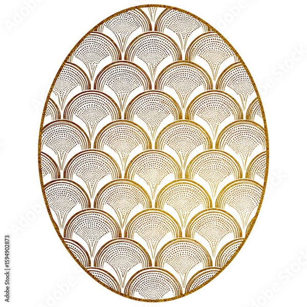 Fototapeta The golden art deco oval pattern creates a luxurious and vintage design isolated on transparent background