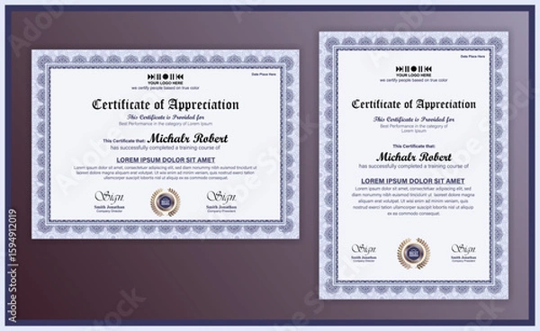 Obraz Moden Certificate of Appreciation, Professional Employee of the Month Award Certificate Design