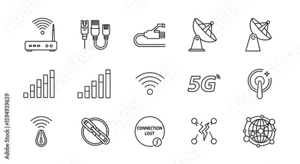 Fototapeta Vector icon set of various wine bottle types in simple illustration style