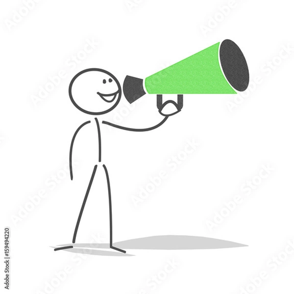 Obraz Strichmännchen mit Megafon!
