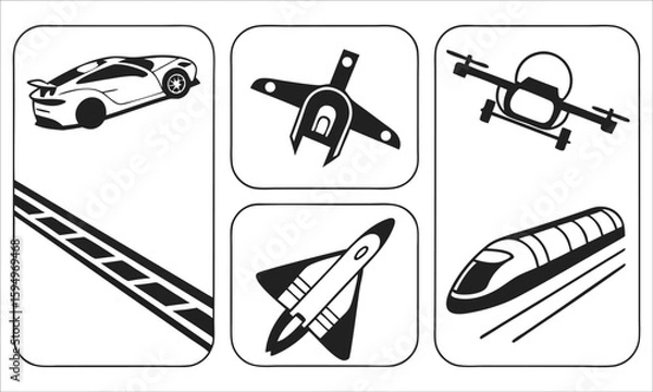 Fototapeta Futuristic transportation modes airplane drone