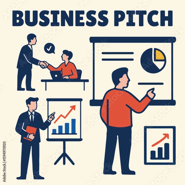 Fototapeta business pitch illustration for  website element
