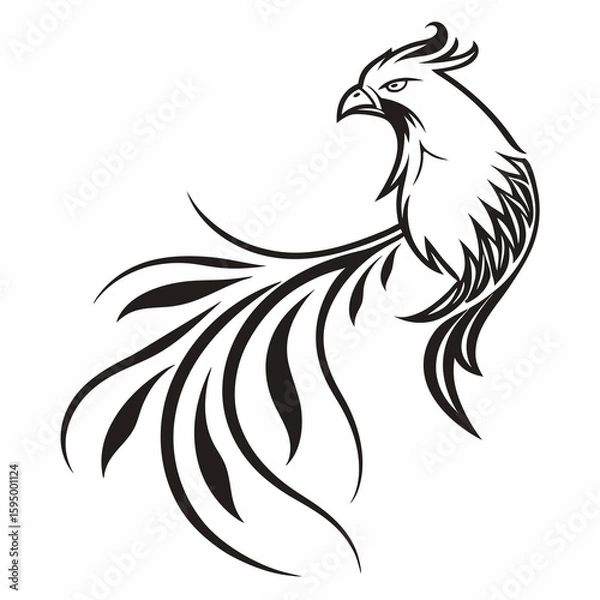 Fototapeta phoenix chicken head silhouette vector illustration icon , logo type.
