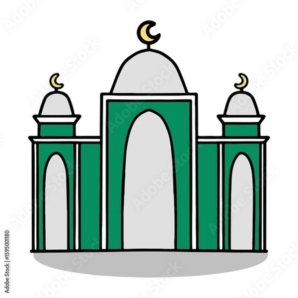 Obraz Mosque illustration isolated on white background. Art line vector suitable for template, decoration, element for graphis design