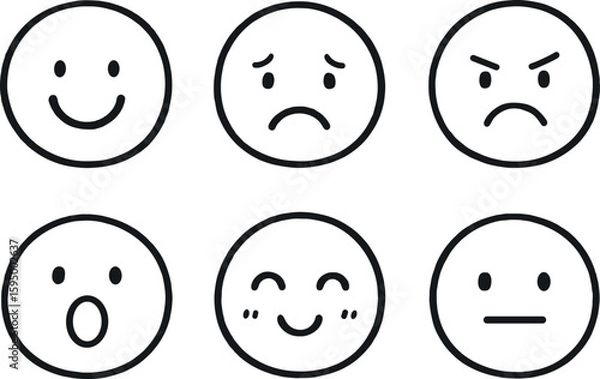 Fototapeta hand drawn cute doodle style isolated emotions emoji emotions facial chart emotions valence arousal emotions sentiment analysis tool emotions expression matrix emotions mood tracker