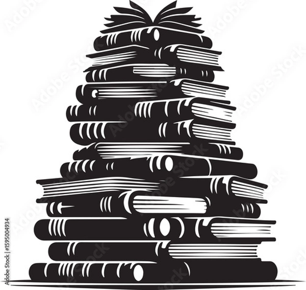 Fototapeta Stack Of Books Silhouette, black color silhouette 