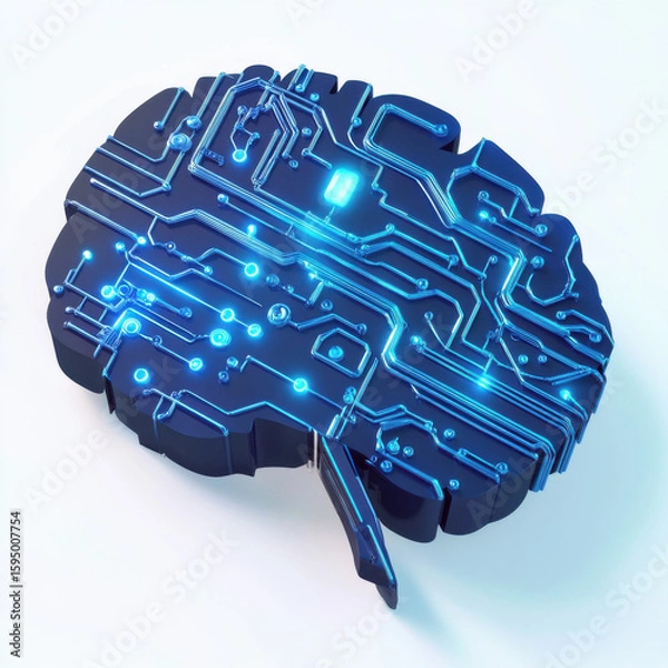 Obraz AI brain circuit icon on a white background. 