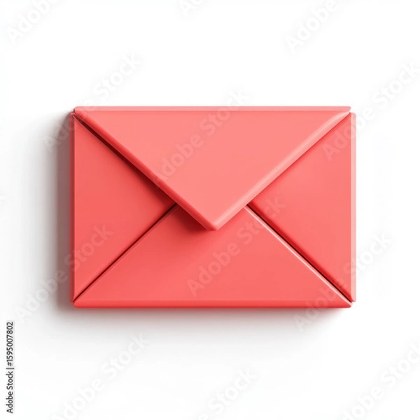 Obraz Email envelope icon on a white background, using solid red shading, representing digital communication. 
