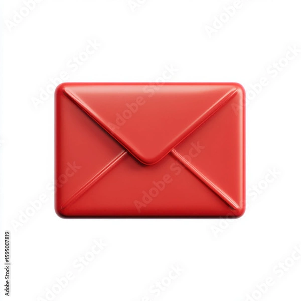 Obraz Envelope icon on a white background, using solid red shading, representing digital communication
