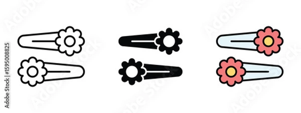 Fototapeta set of pixel perfect colored Hair Clip icon , 1 Silhouette, 1 Unexpanded, Claw-style hair clip icon for styling or securing hair.