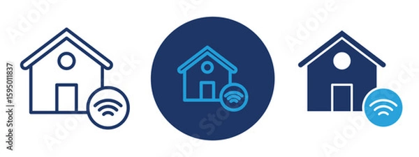 Fototapeta set of pixel perfect colored Smart home icon , 1 Silhouette, 1 Unexpanded, House with signal icon symbolizing smart home or IoT control.