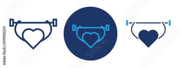 Fototapeta set of pixel perfect colored Strong heart icon , 1 Silhouette, 1 Unexpanded, A bold heart with strength lines, symbolizing cardiovascular health.