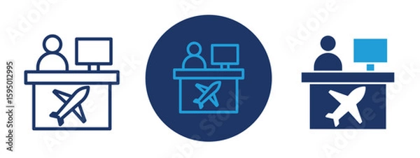 Fototapeta set of pixel perfect colored Travel agent icon , 1 Silhouette, 1 Unexpanded, A person with globe and tickets symbolizing travel booking services.