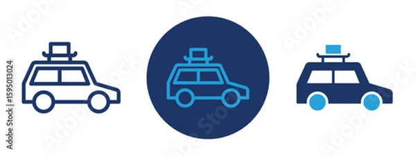 Fototapeta set of pixel perfect colored Travel car icon , 1 Silhouette, 1 Unexpanded, A car with luggage symbol representing road trip or travel.