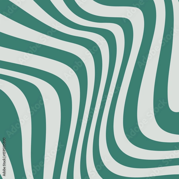 Fototapeta Abstract Wavy Green Line Pattern on White Background with Optical Flow Effect