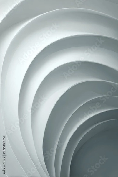 Obraz Stacked translucent oval layers in pearl white and slate grey with delicate inner shadows and backlit transparency effect, ideal for luxury app interfaces and digital art backgrounds.