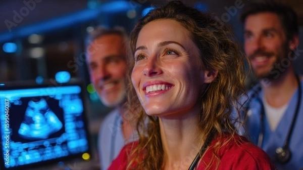 Obraz Medical Professionals Smiling During Ultrasound Procedure