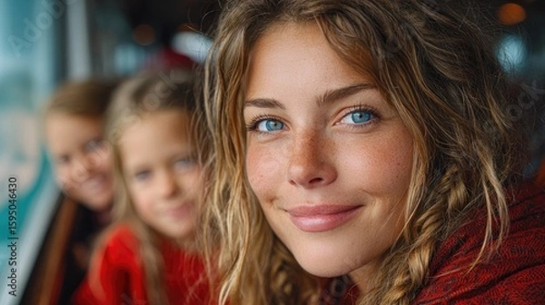 Obraz Smiling Mother and Children on a Trip
