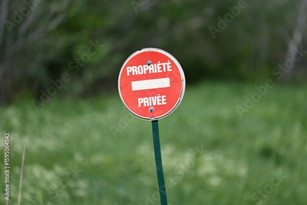 Obraz Panneau propriété privée terrain campagne