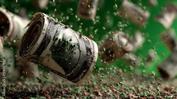 Fototapeta Money Raining Down on Ground