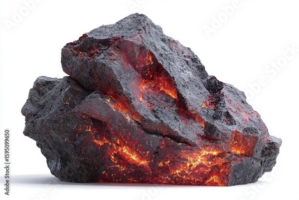 Obraz disastrous rock with lava on transparent cutout