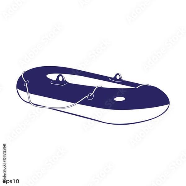 Obraz Inflatable boat icon. Vector illustration on white. background