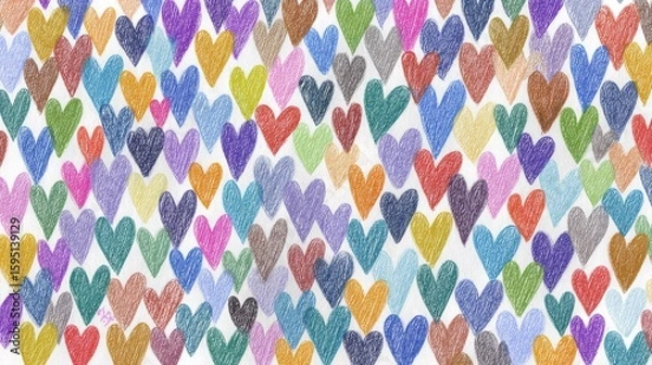 Fototapeta Colorful hearts pattern