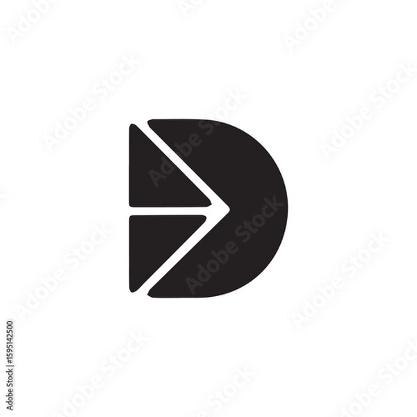 Obraz A creative minimalist " D" letter logo design with black and white color.