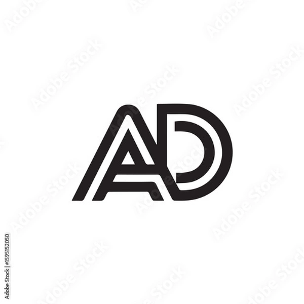 Fototapeta A creative minimalist " AD" letter logo design with black and white color.