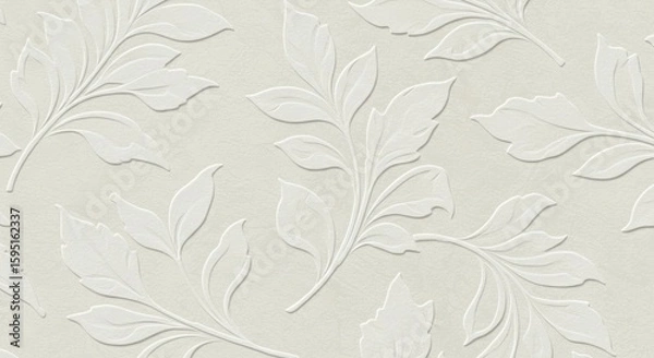 Obraz Elegant Beige Background with Embossed Leaf Pattern