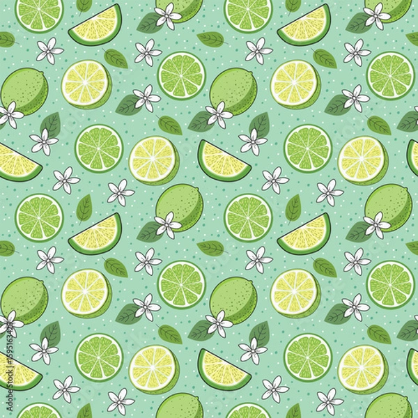 Obraz Tropical Fruit Lime Seamless Pattern