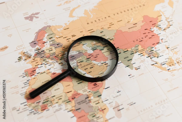 Fototapeta Exploring european geography map overview travel guide study environment aerial view cultural insights