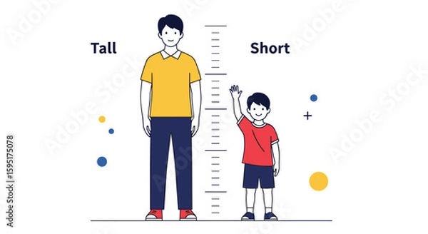 Obraz Understanding human height differences comparing tall and short individuals using a measurement scale