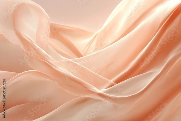 Fototapeta Delicate, peach-toned fabric drapes