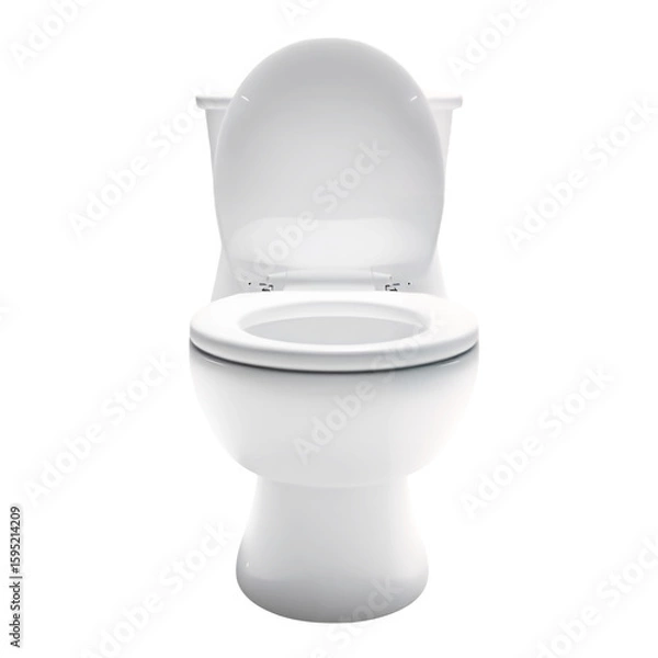 Obraz A front view of a white toilet with the lid open against a black background studio shot on transparent background