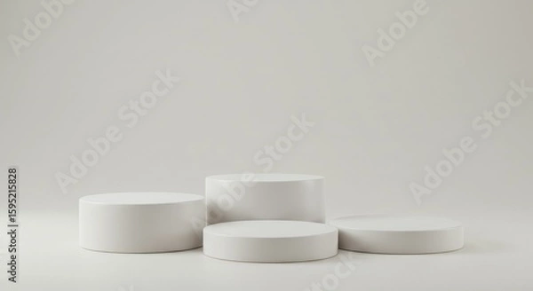 Fototapeta Displaying Four White Round Platforms for Product Showcase