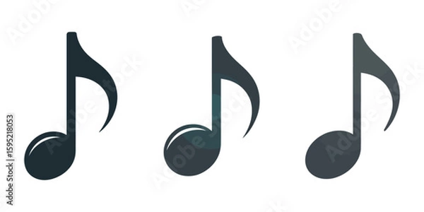 Fototapeta A set of Music note, vector silhouette illustration, Music notes icon set isolated on transparent background. Music notes symbol vector illustration. set simple silhouette vector on white background.