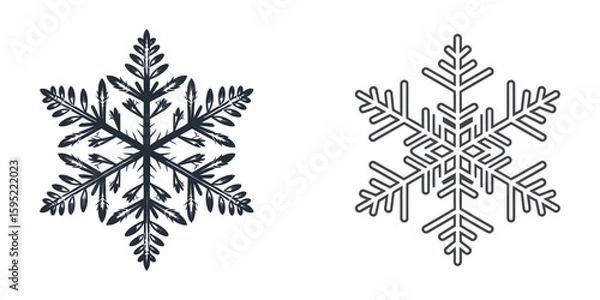 Fototapeta Snowflakes silhouette Set, Christmas Snowflake black Silhouette Vector illustration on white background, set of snowflakes, vector set of snowflakes, Practical and Stylish Fakes for Graphics, Designer