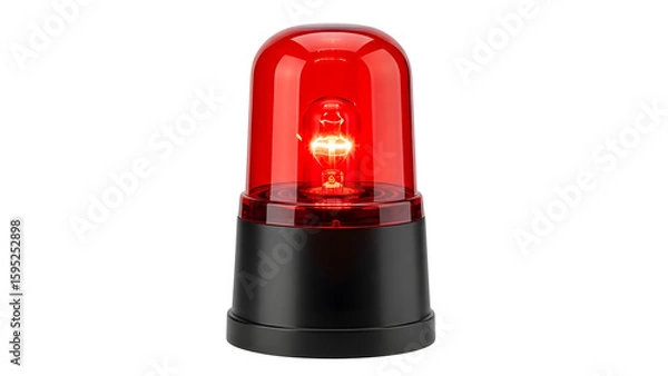 Fototapeta Red emergency light beacon rotating warning lamp signal alert safety alarm flashing strobe attention 100 on transparent background