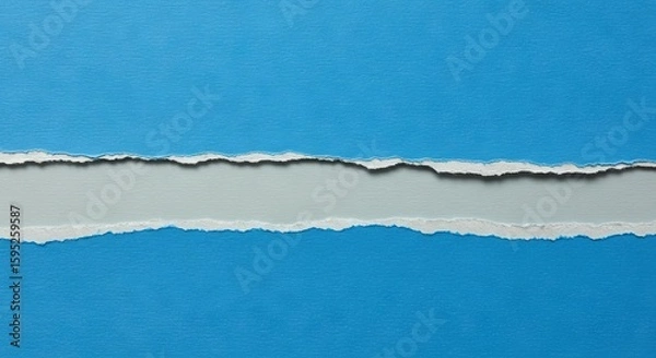 Obraz Torn Blue Paper Revealing Gray Layer Background