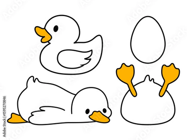 Fototapeta Funny sleepy duck isolated on white background