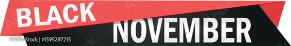 Fototapeta Black November Banner: A dynamic, angled banner showcases Black November in bold, eye-catching text, a promotional design tailored for sales and marketing campaigns.