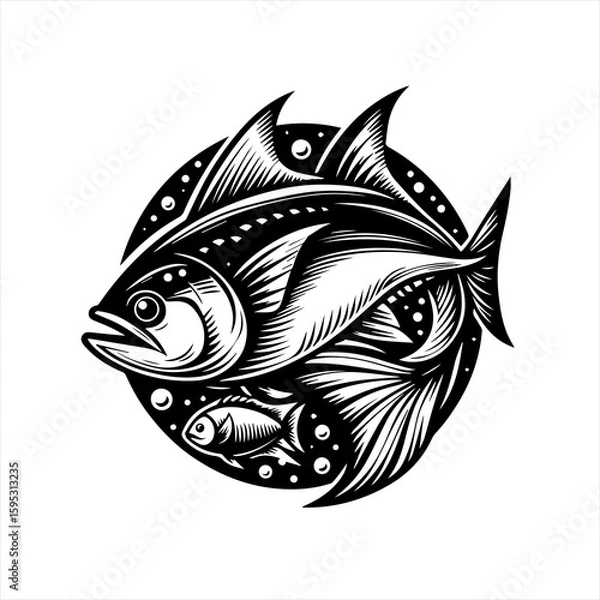 Fototapeta Fish illustration isolated on white