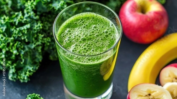 Obraz Organic Green Smoothie with Fresh Ingredients