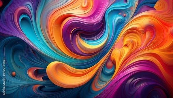 Fototapeta abstract vibrant fluid forms in swirling colors