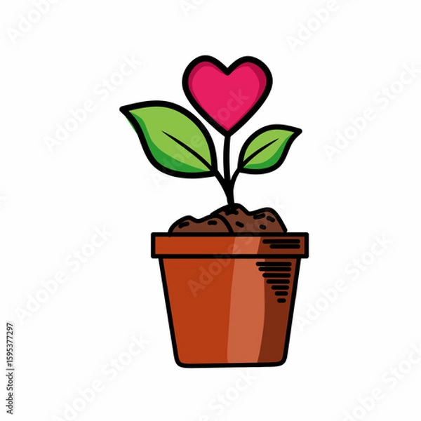 Fototapeta Pot plant outline icon with linear style . Plant in pot simple line vector icon for mobile concept and web design. Single potter plan.
