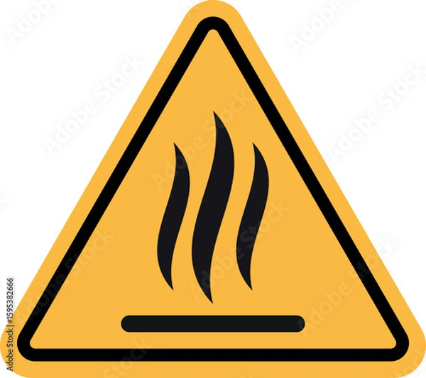 Fototapeta Hot surface warning sign . Yellow triangle warning sign with hot surface mark symbol . Vector illustration